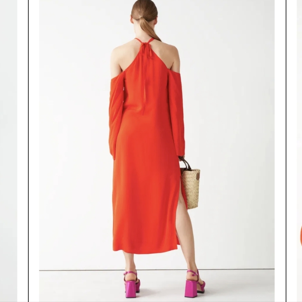 & Other Stories | Off-Shoulder Halter Midi Dress NWT Sz 4 - Picture 2 of 5